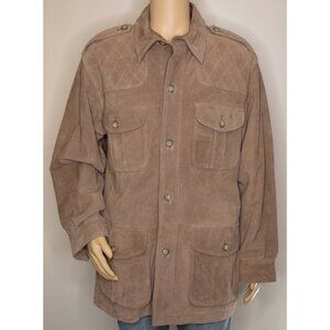 CABELA'S Outdoor Tan Suede Leather Button-Front Field/Hunting Coat/Jacket Size L